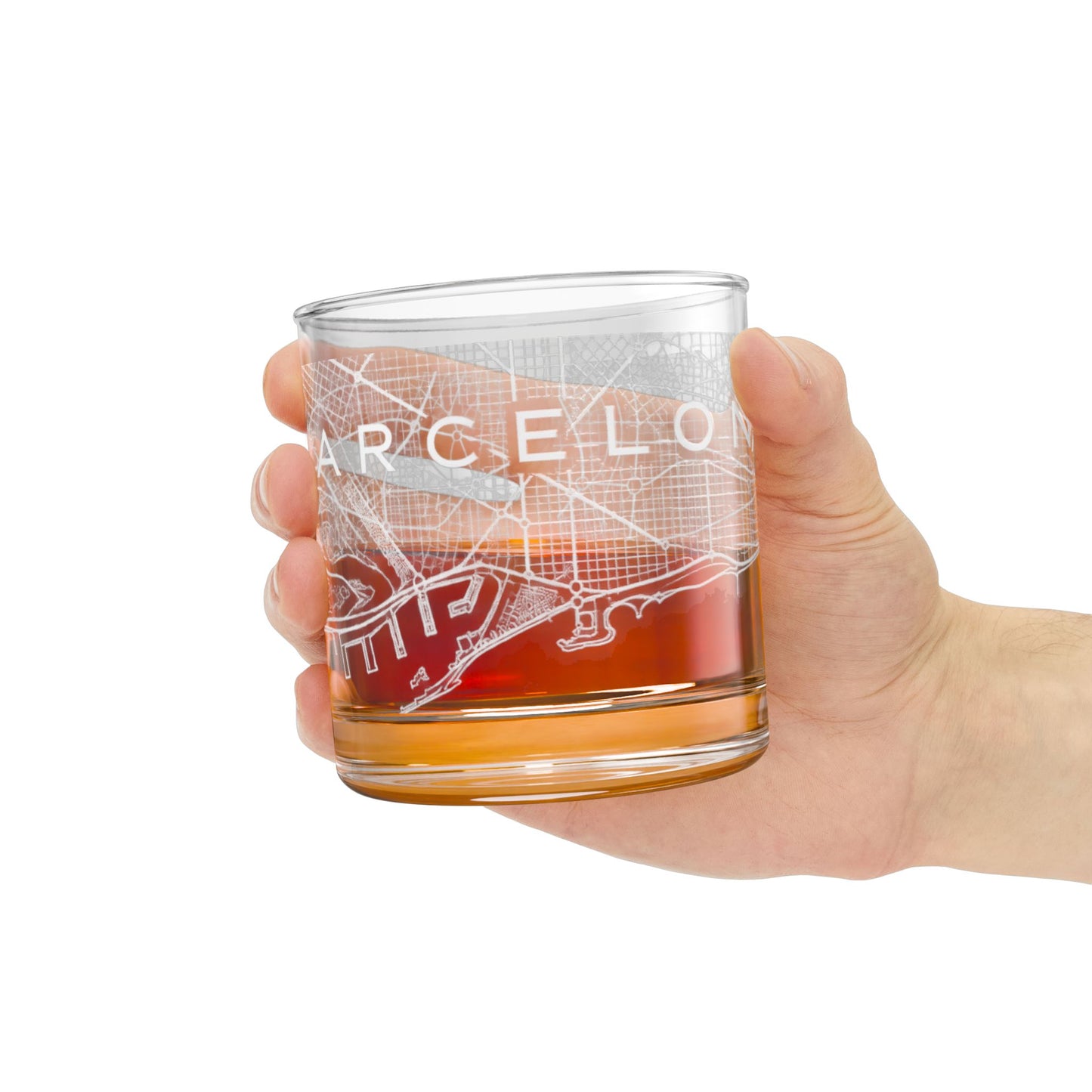 Barcelona Engraved City Map Glass — 10oz Whiskey Tumbler