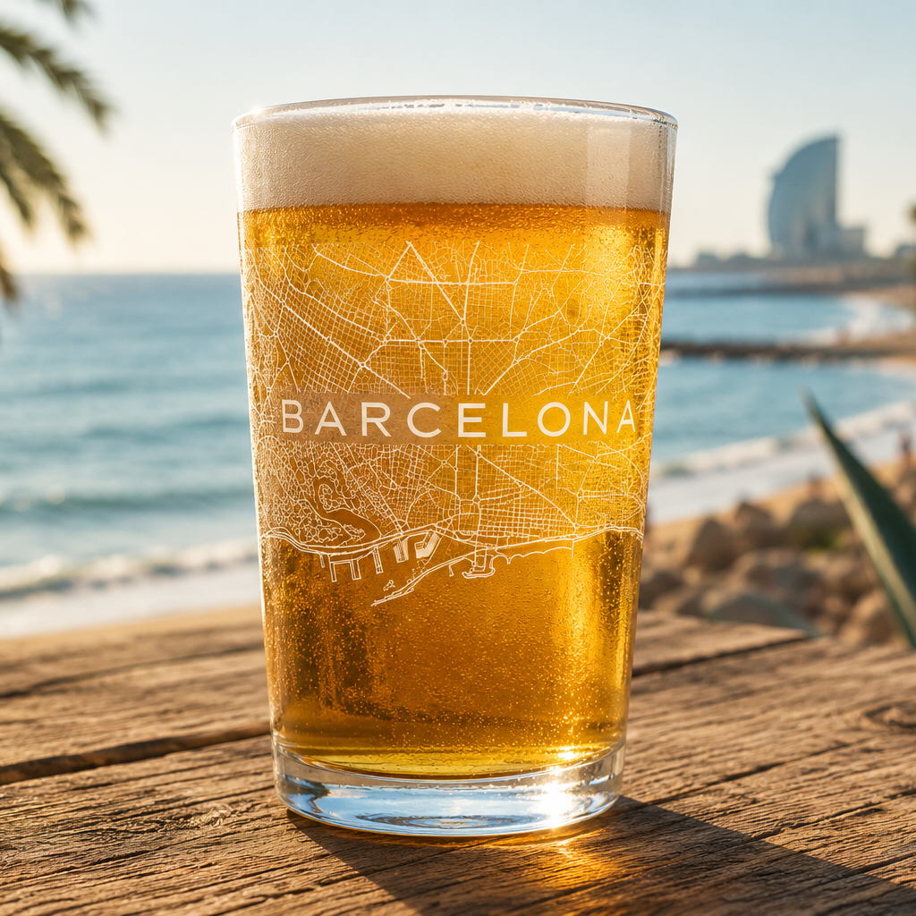 Barcelona City Map Pint Glass (16oz)