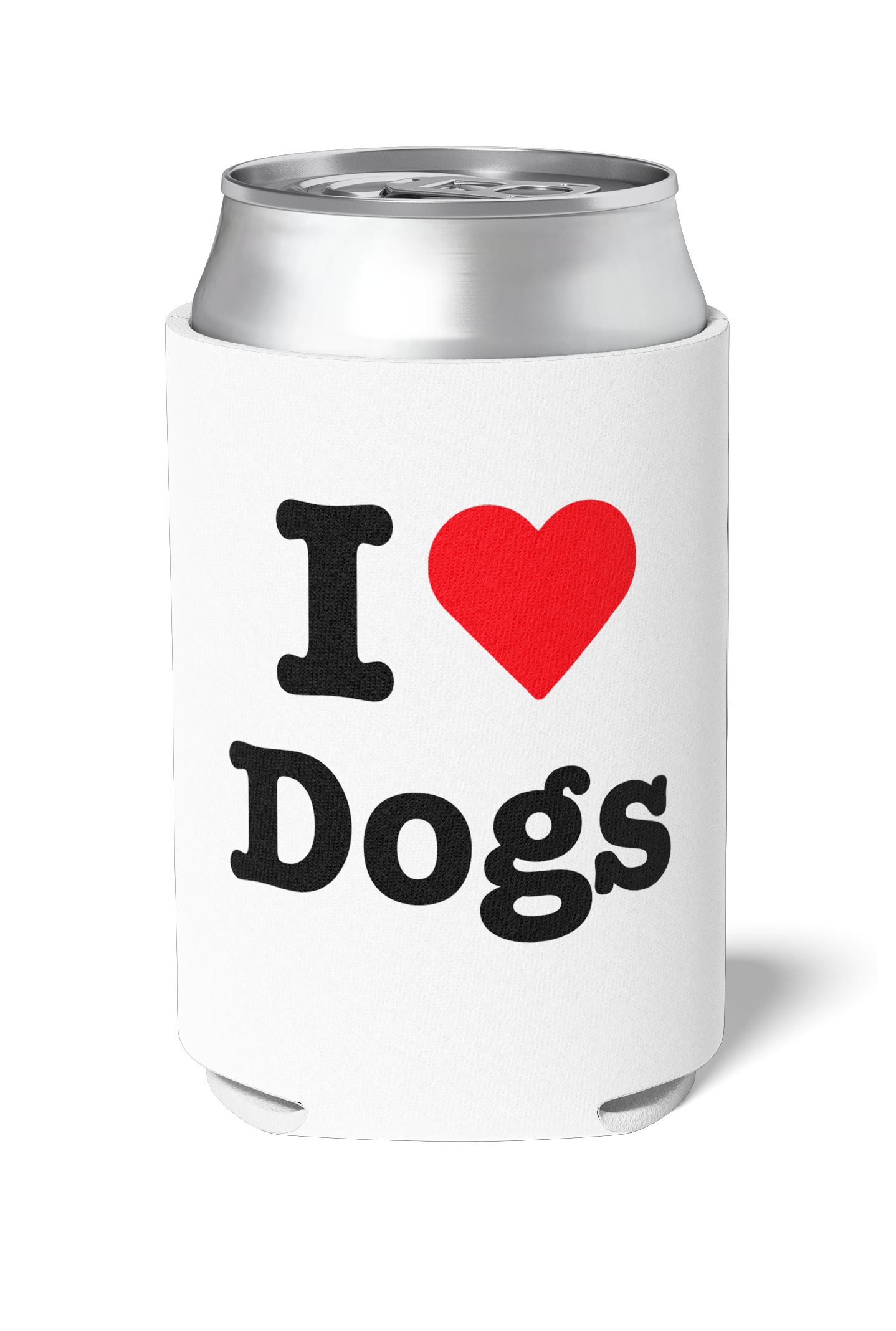 Funny White neoprene I Love Dogs Killer Koozy / koozie / stubby holder