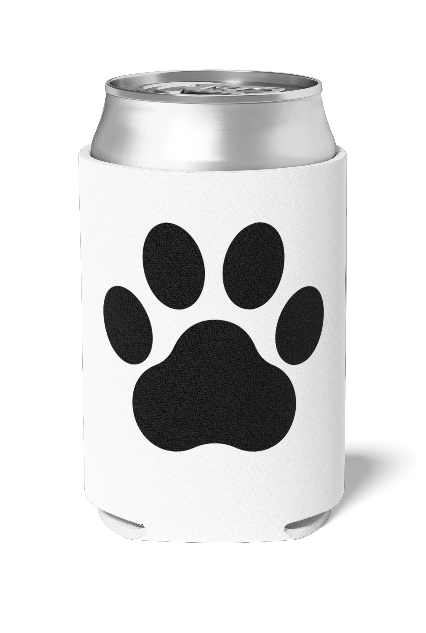 White neoprene Dog Paw print on a  Killer Koozy / koozie / stubby holder