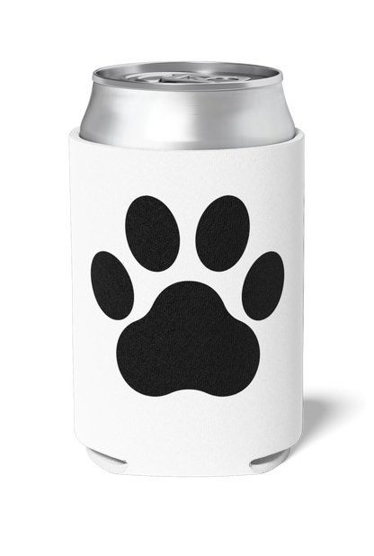 White neoprene Dog Paw print on a  Killer Koozy / koozie / stubby holder