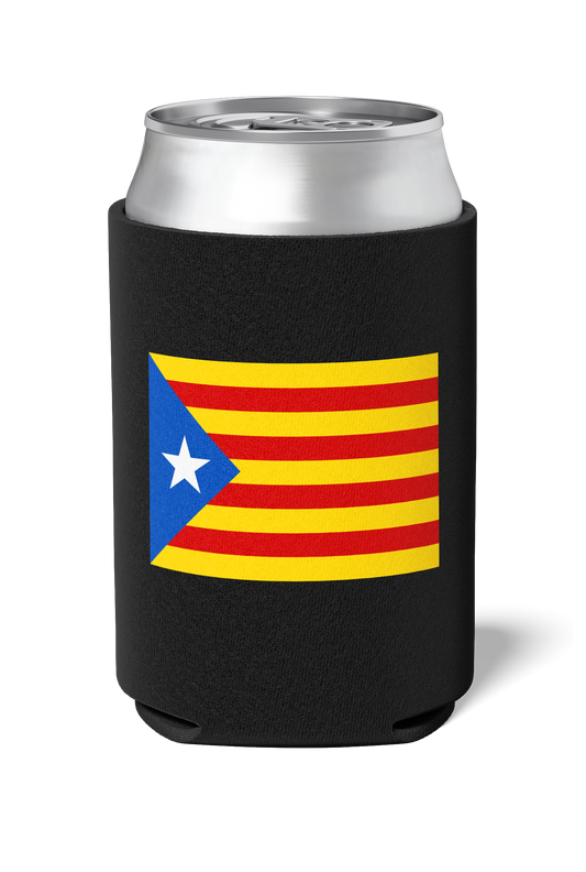 Catalan independence Flag on a black killer koozy / Stubby holder/ Can Cooler