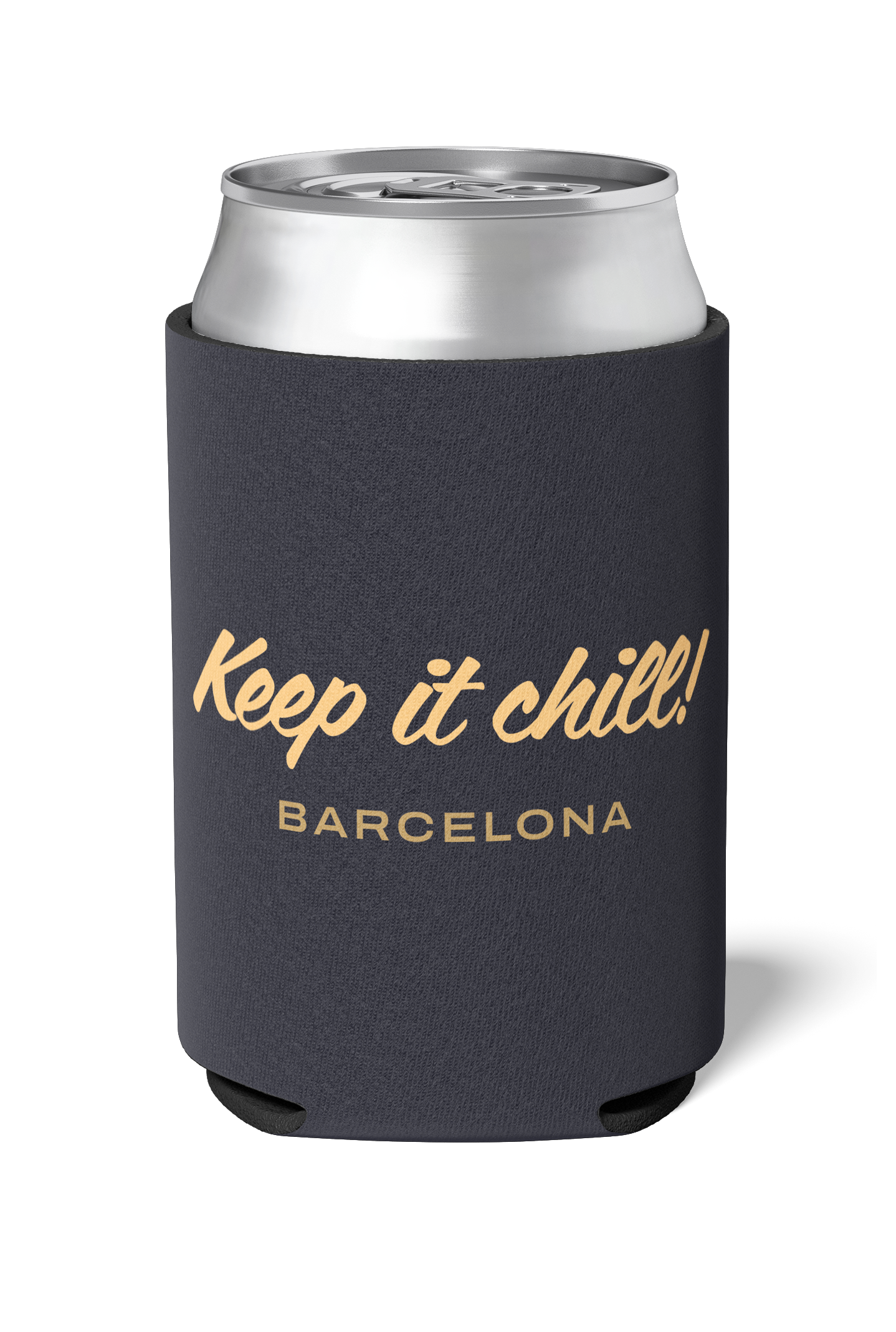 Black and cream colored Killer Koozys logo with Keep it Chill on a neoprene Koozie / stubby holder