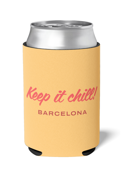 Cream and red colored Killer Koozys logo with Keep it Chill on a neoprene Koozie / stubby holder