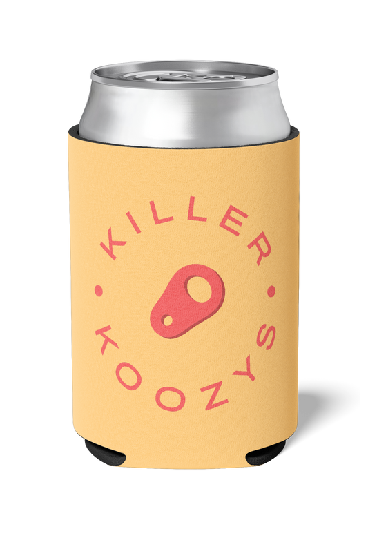 Cream and red colored Killer Koozys logo with Keep it Chill on a neoprene Koozie / stubby holder