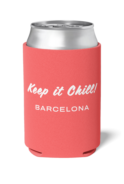 Red and white colored Killer Koozys logo with Keep it Chill on a neoprene Koozie / stubby holder