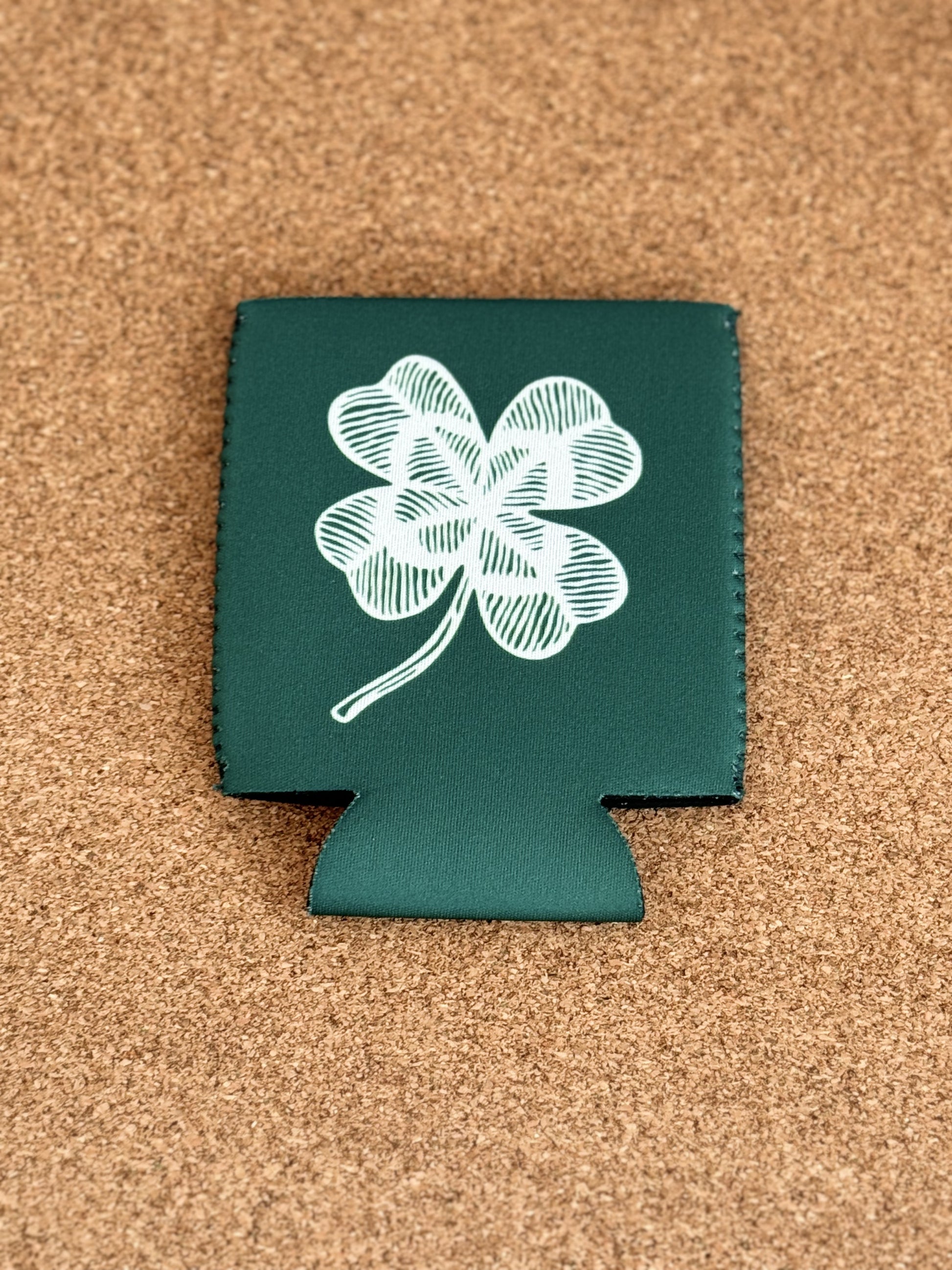 St. Patrick's Day clover koozie forest green / Killer Koozys / Stubby holder